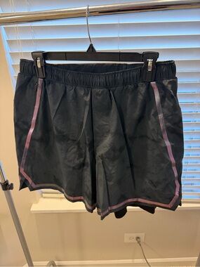 lululemon athletica Black Lined Athletic Shorts with Pink Trim